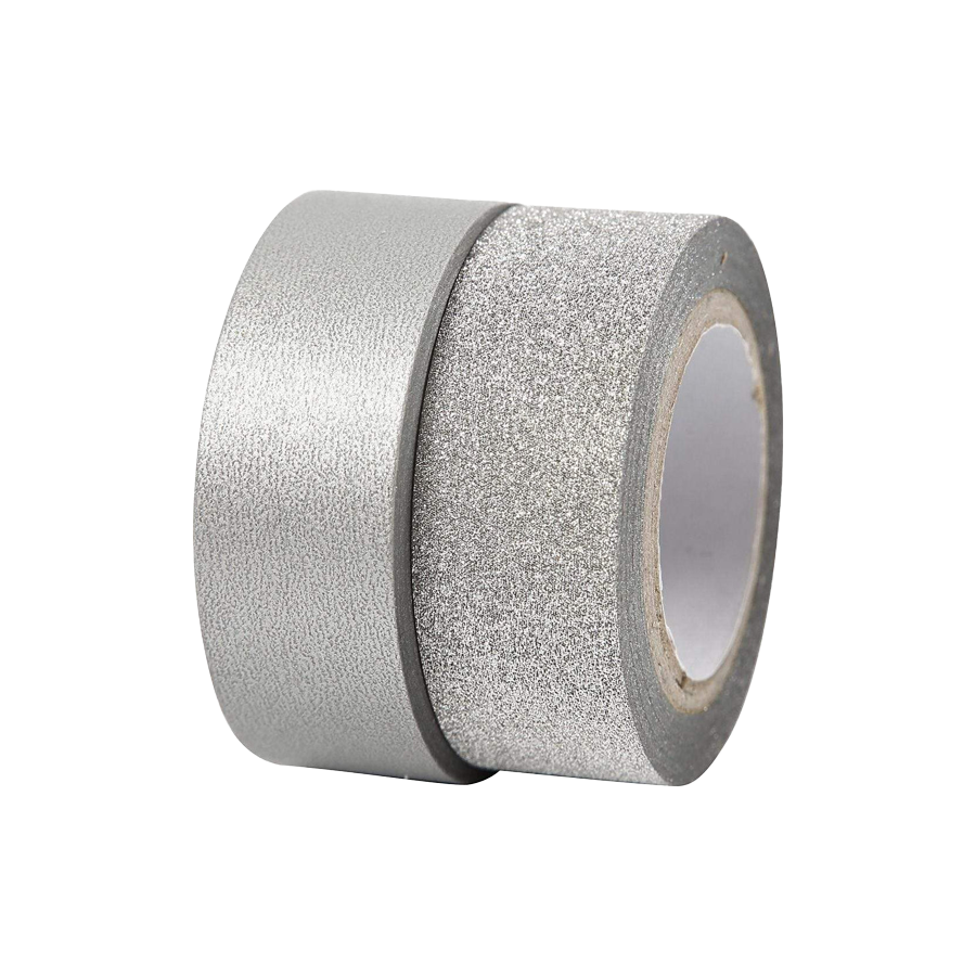 Deko Klebeband Set - silber - Bastelschachtel