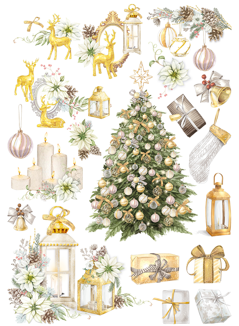 Reispapier A4 - Sparkling christmas - Spread cheer - Bastelschachtel