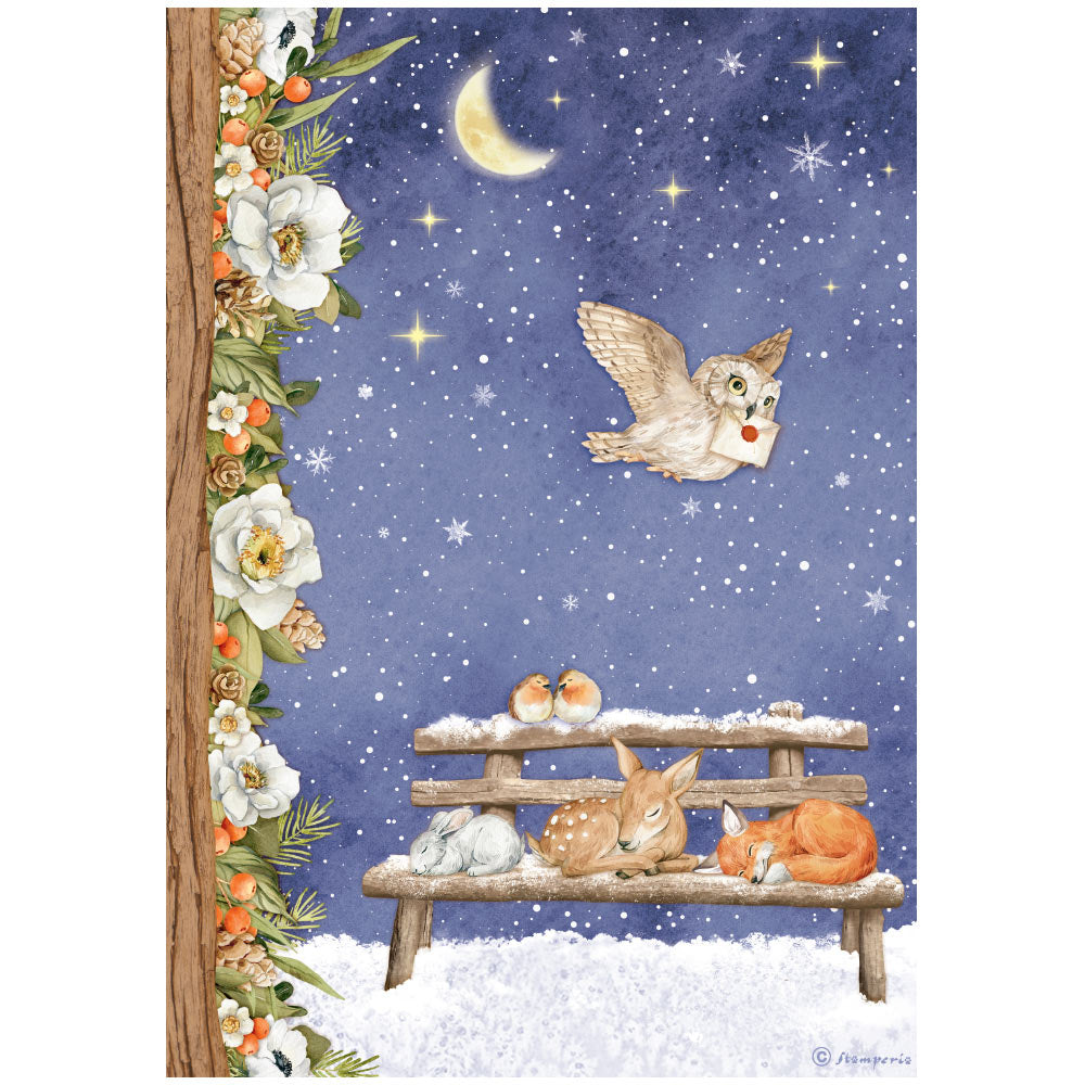 Reispapier A4 - Winter valley - Sweet night - Bastelschachtel