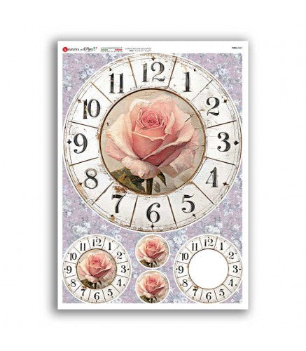 Reispapier - Uhr lachs Rose A5 oder A4