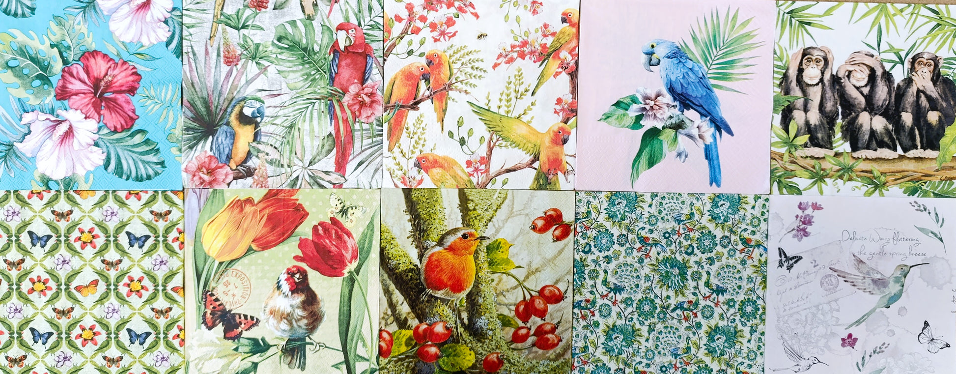Servietten Set mit Decoupage-Kleber - Safari - Bastelschachtel