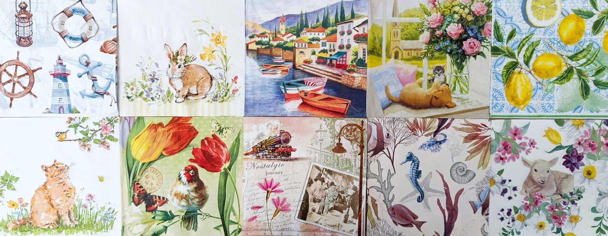 Servietten Set mit Decoupage-Kleber - Themes - Bastelschachtel