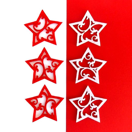 Bastelfilz Figuren - Stern filigran, rot-weiß - Bastelschachtel - Bastelfilz Figuren - Stern filigran, rot-weiß