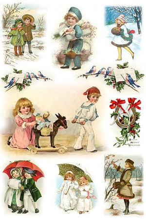 Reispapier A4 - Christmas joy children - Bastelschachtel - Reispapier A4 - Christmas joy children