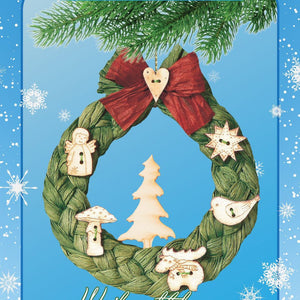 Papierbandset - Weihnachtskranz mit Holzknöpfen - Bastelschachtel - Papierbandset - Weihnachtskranz mit Holzknöpfen