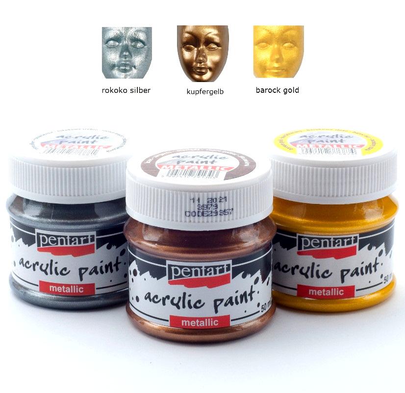 Pentart Acrylfarben Set Metallic 3x50ml - Set 4. - Bastelschachtel
