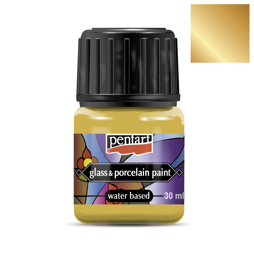 Pentart Glas- und Porzellanfarbe 30ml - metallic gold (deckend) - Bastelschachtel
