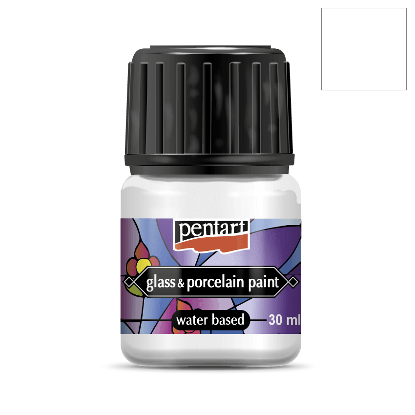 Pentart Glas- und Porzellanfarbe 30ml - weiß (deckend) - Bastelschachtel