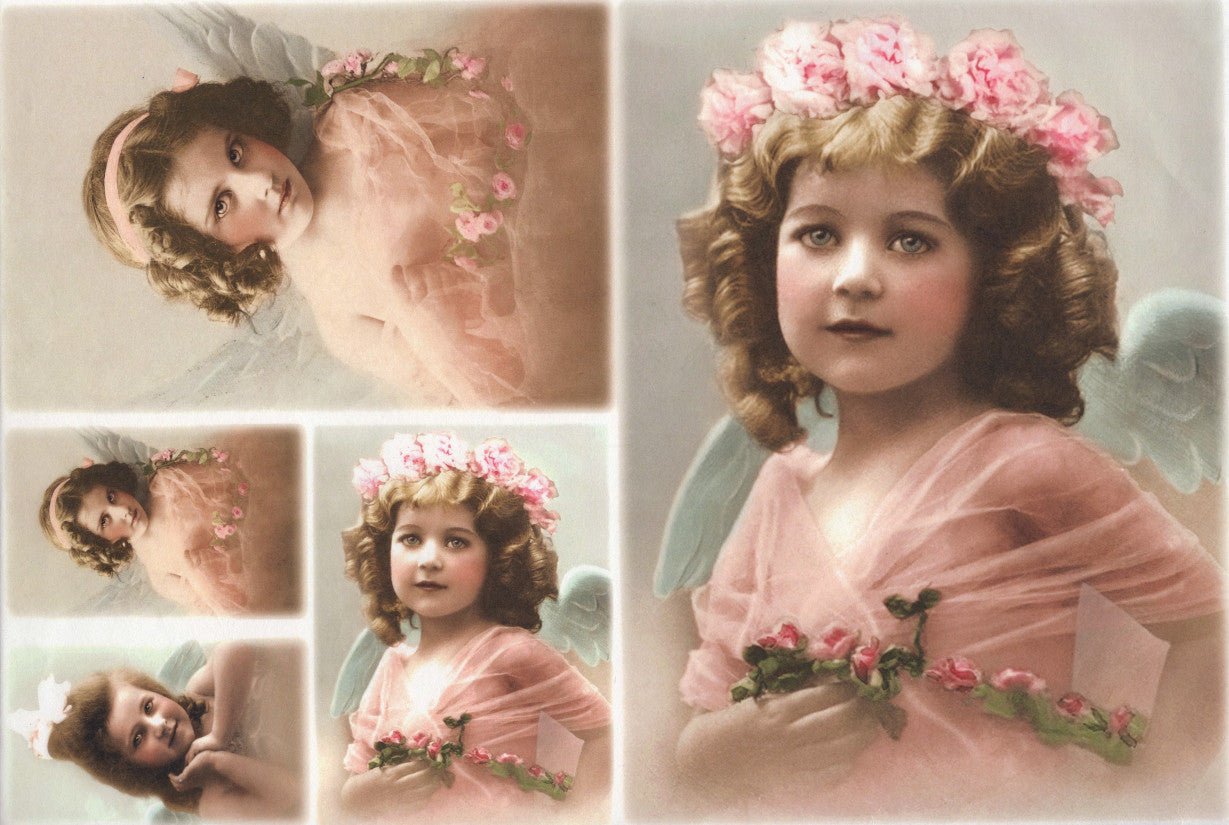 Reispapier A3 - Angelic faces - Bastelschachtel