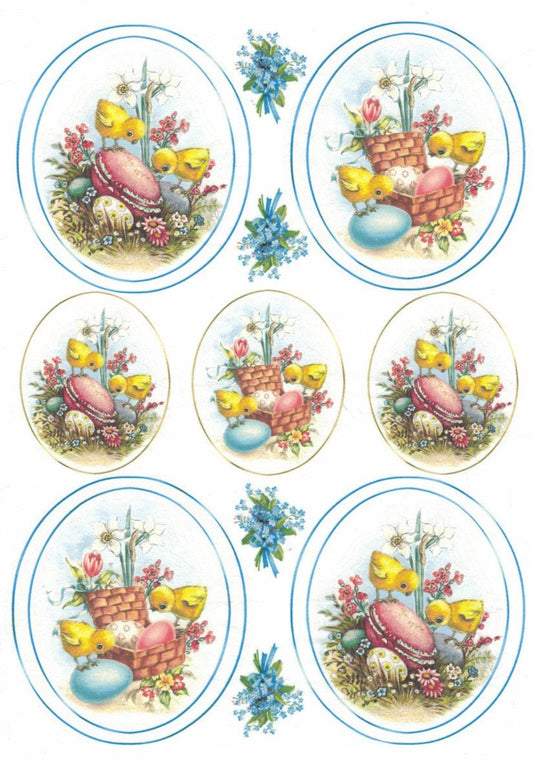 Reispapier A4 - Easter chicks in frame - Bastelschachtel - Reispapier A4 - Easter chicks in frame