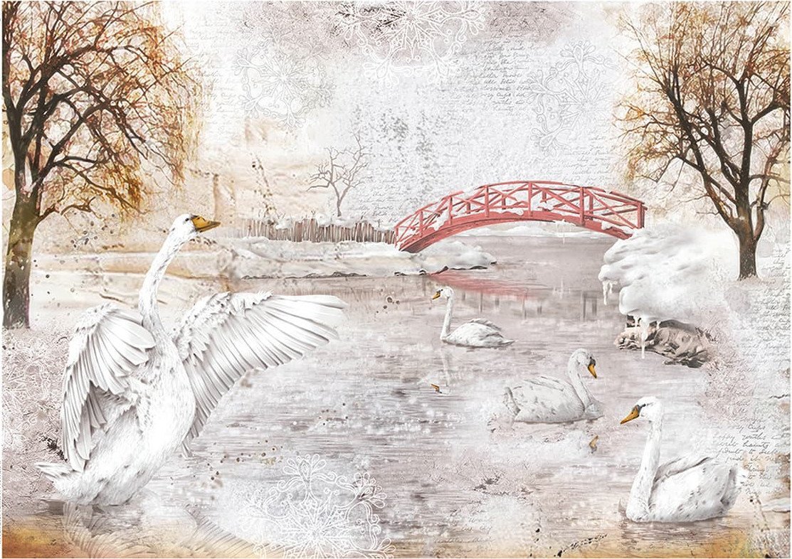 Reispapier A4 - Swan lake - Bastelschachtel
