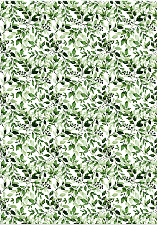 Reispapier A4 - Green leaves - Bastelschachtel - Reispapier A4 - Green leaves