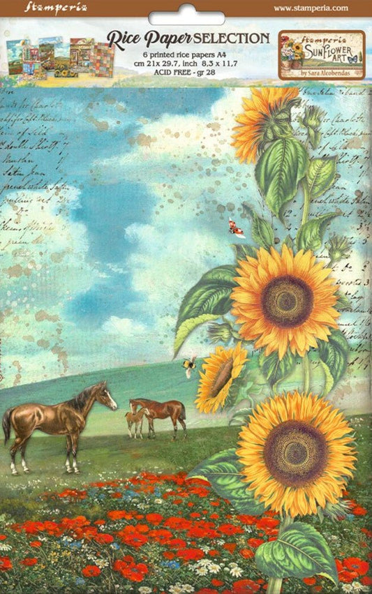 A4 Reispapier Selection - Sunflower Art - Bastelschachtel - A4 Reispapier Selection - Sunflower Art