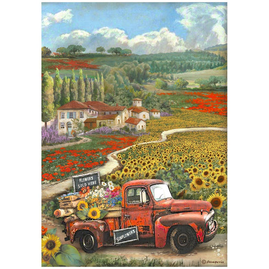 Reispapier A4 - Sunflower Art - Vintage car - Bastelschachtel - Reispapier A4 - Sunflower Art - Vintage car