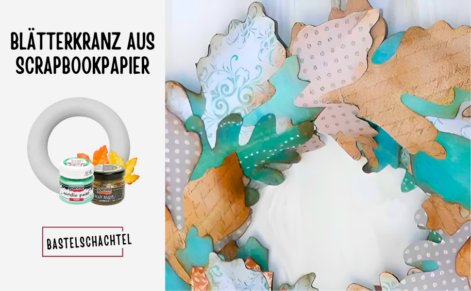 Blätterkranz aus Scrapbookpapier - Bastelschachtel