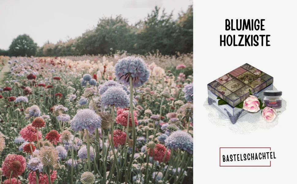 Blumige Holzkiste - Bastelschachtel