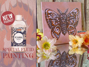 Schmetterlingsbild mit Acrylfarbe und Pouringmedium