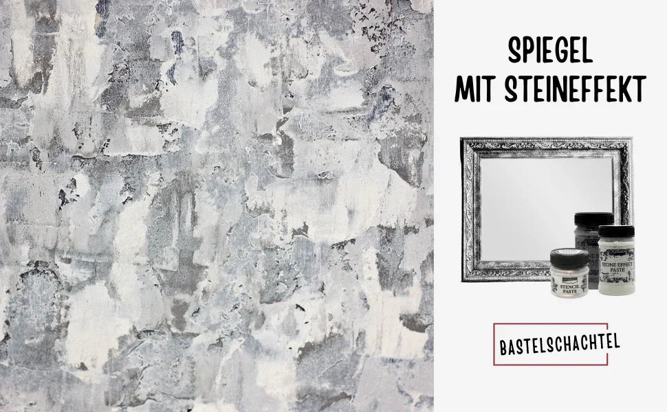 Spiegel mit Steineffekt - Bastelschachtel