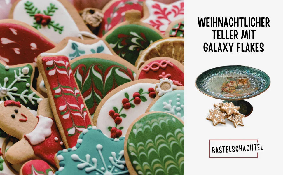 Weihnachtlicher Teller mit Galaxy Flakes - Bastelschachtel