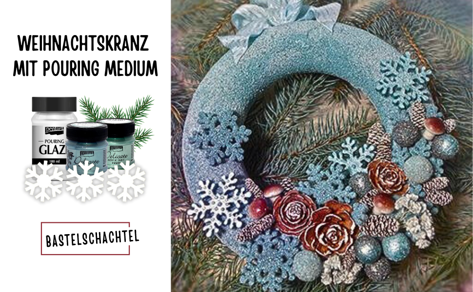 Weihnachtskranz mit Pouring Medium - Bastelschachtel