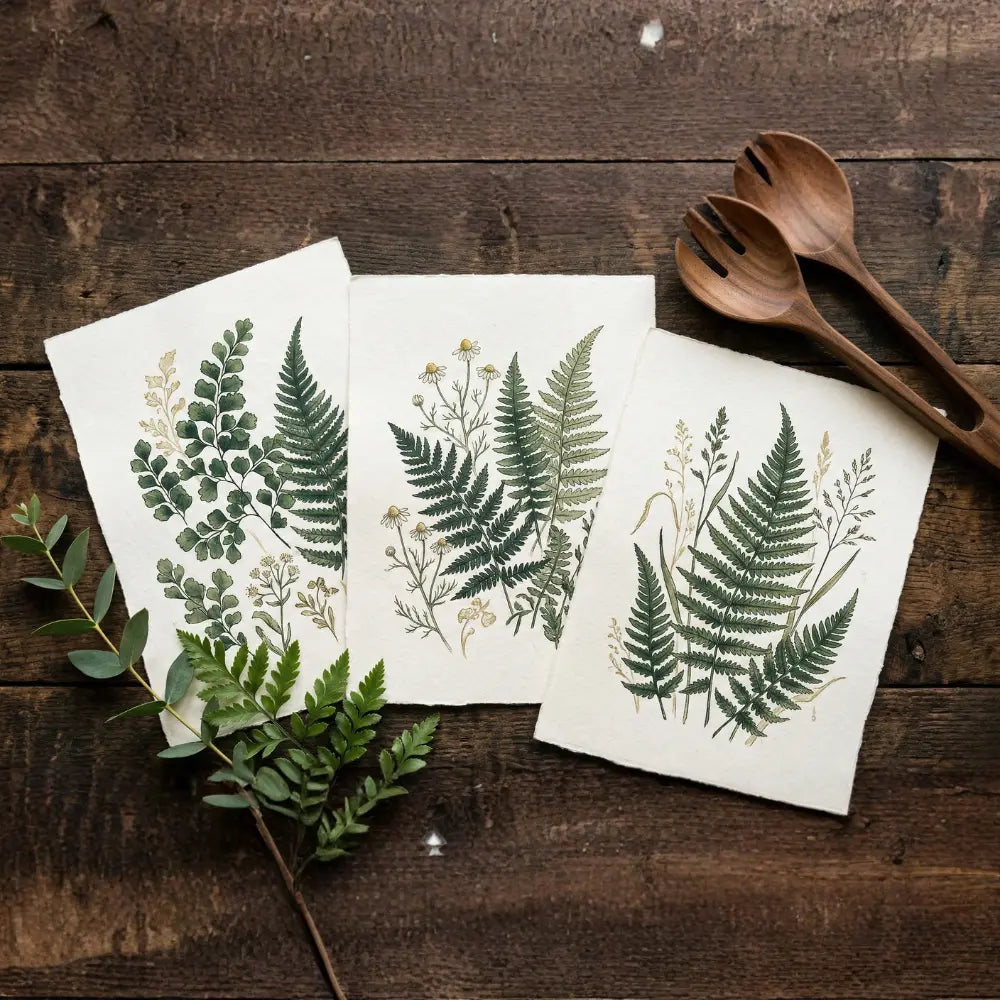 Gemälde von fliegenden Enten in verschiedenen Landschaften, darunter eine winterliche Szene mit einem Hund und einer Hütte im Vordergrund.