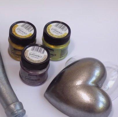 Acrylfarbe Glamour, Herz in metallic | Bastelschachtel