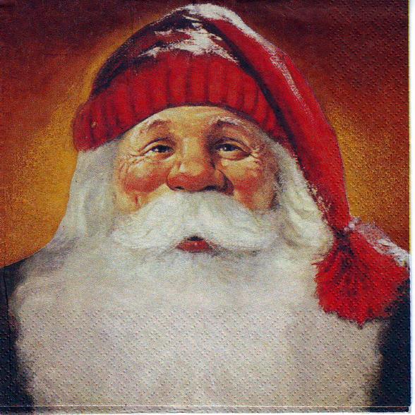 Winter- und Weihnachtsdeko, Weihnachtsmann auf Serviette für Serviettentechnik, Bastelideen für Weihnachten