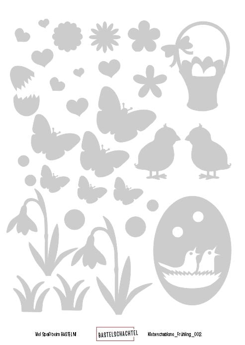 Klebeschablone_002 A6 Frühlingsmotive Schmetterling und Herzen