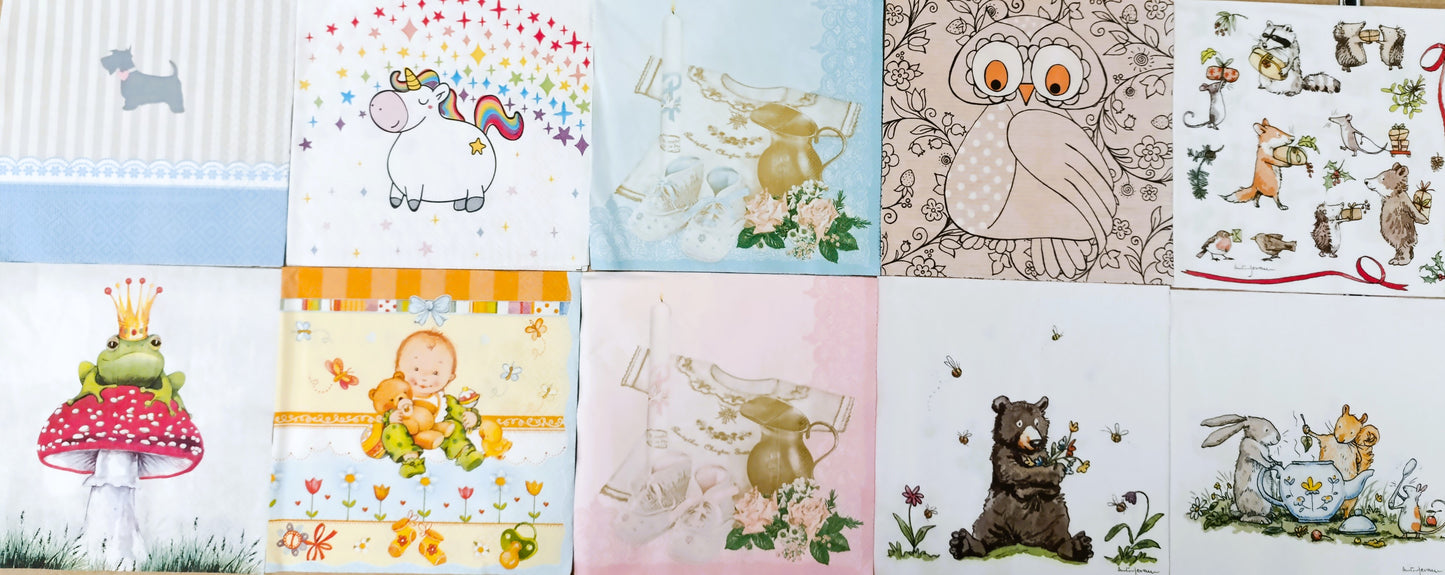 Servietten Set mit Decoupage-Kleber - Kinder