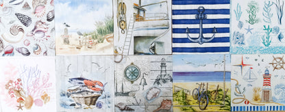 Servietten Set mit Decoupage-Kleber - Maritim