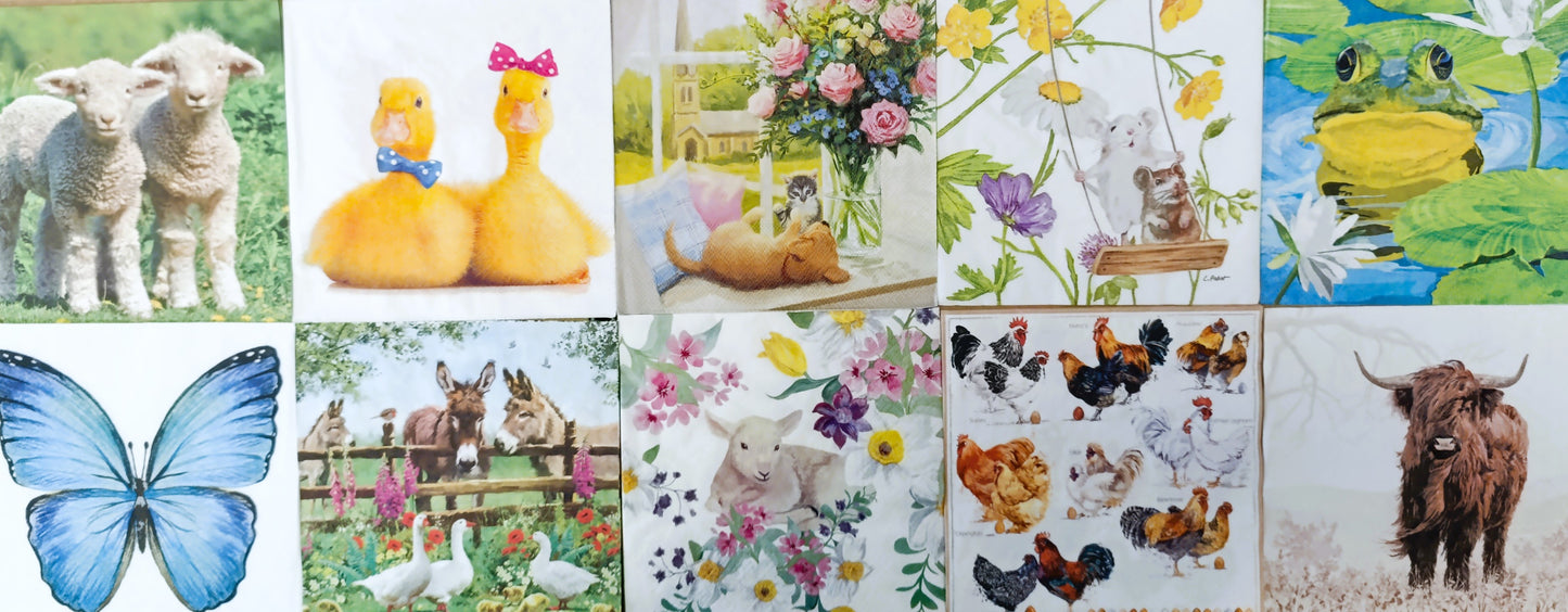 Servietten Set mit Decoupage-Kleber - Farm