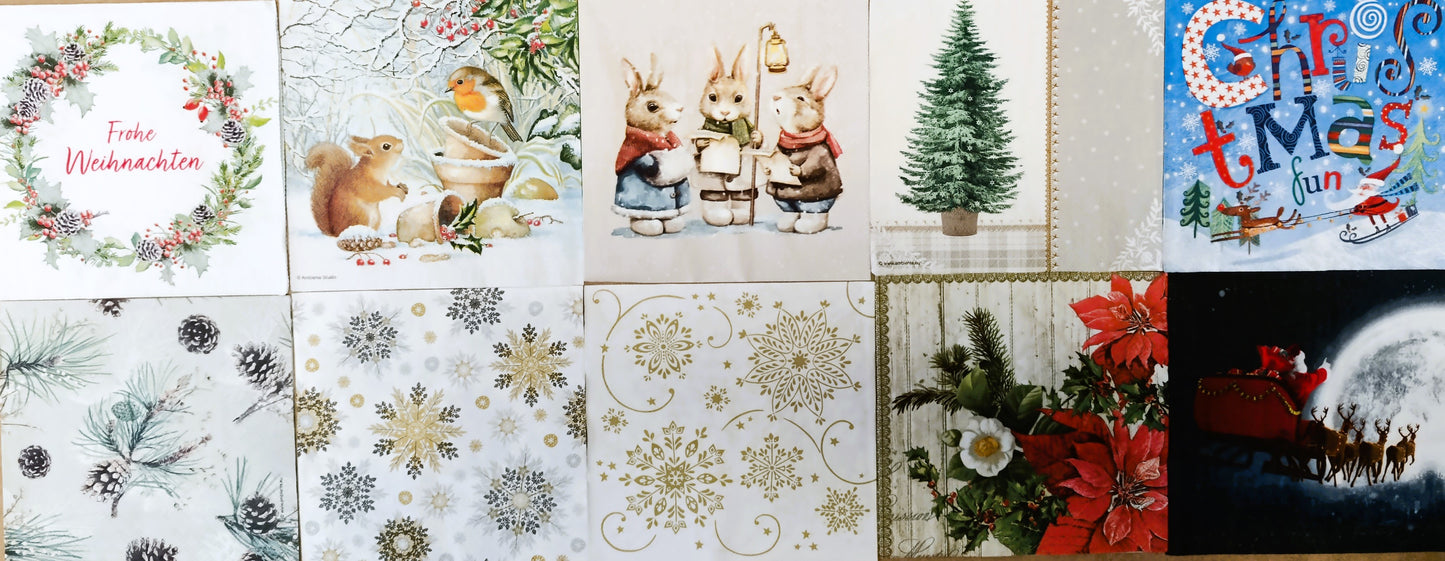 Servietten Set mit Decoupage-Kleber - Winter