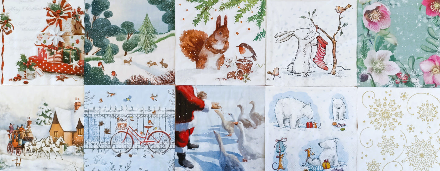 Servietten Set mit Decoupage-Kleber - Winter