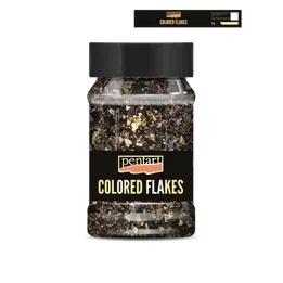 Pentart Colored Flakes Schwarz Gold 1g