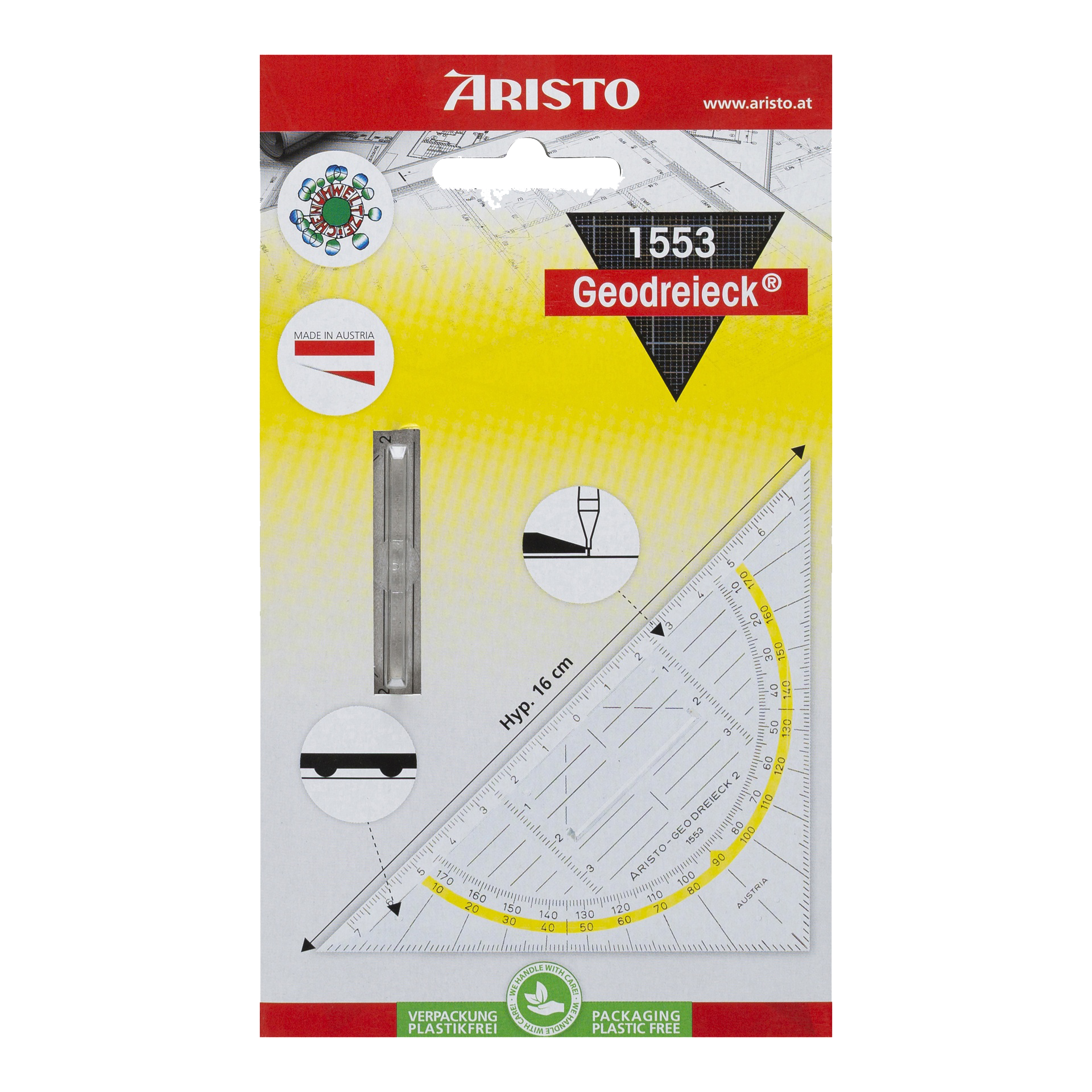 Geo Dreieck Aristo 16cm +Griff