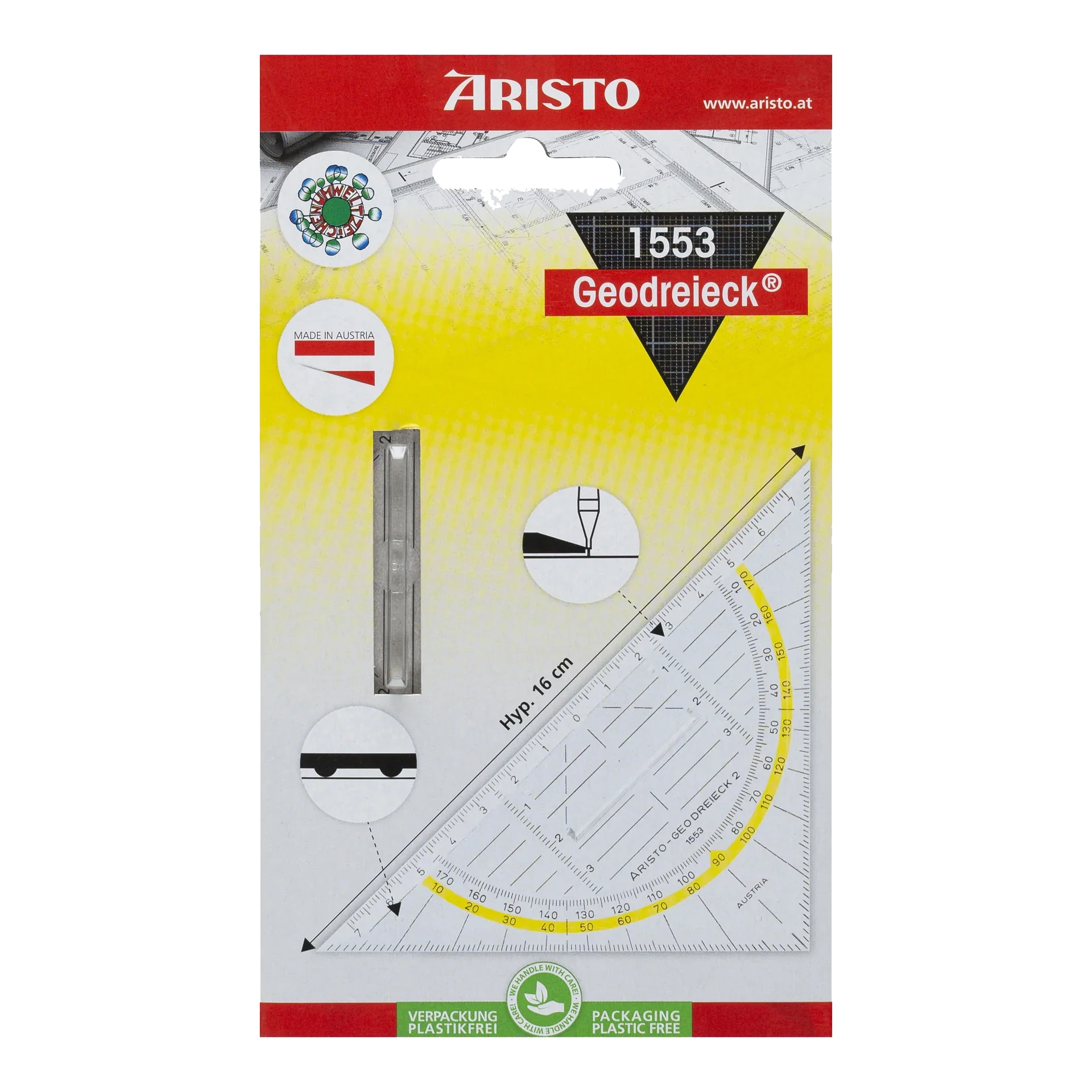 Geo Dreieck Aristo 16cm +Griff - Bastelschachtel - Offline Shop - 1553