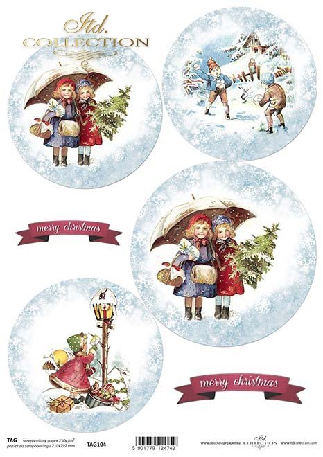 Kartonzuschnitt Weihnachtskugeln – Kinder im Winter