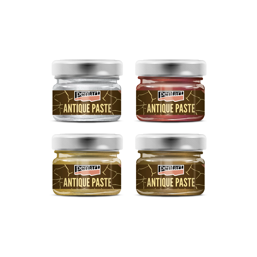 Pentart Antikpaste Metallic Set – 4 x 20ml (Antikgold, Gold, Silber, Bronze)
