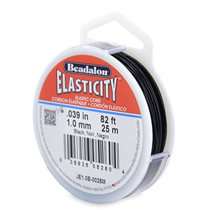 Beadalon Schmuckdraht Elastik 1,0 mm 25 Meter Black – schwarzer elastischer Perlen draht zum Armbänder und Schmuck machen