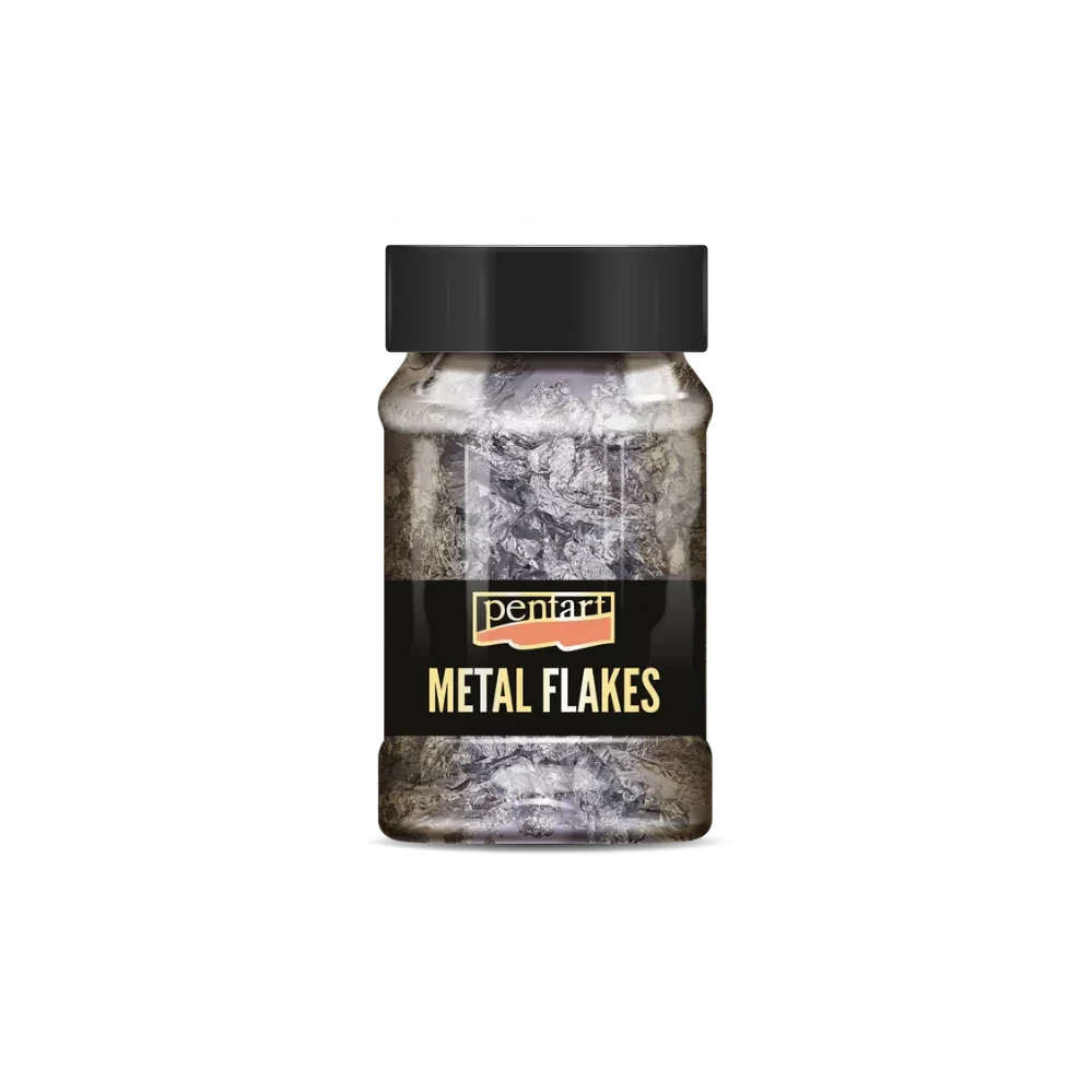 Metallflocken 1g - Mischung M8, Silber - Bastelschachtel - Flakes/ Blattmetall - 2504