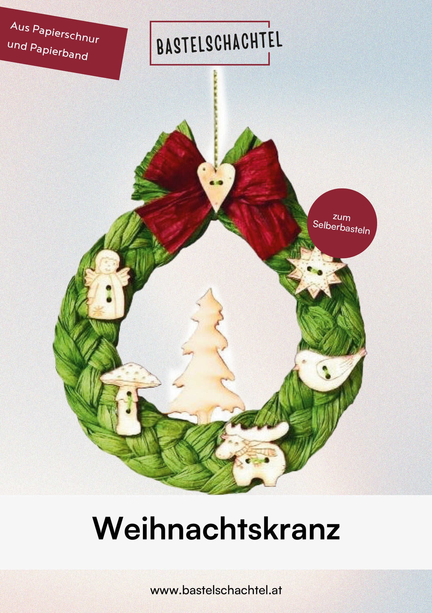 Papierbandset - Weihnachtskranz mit Holzknöpfen