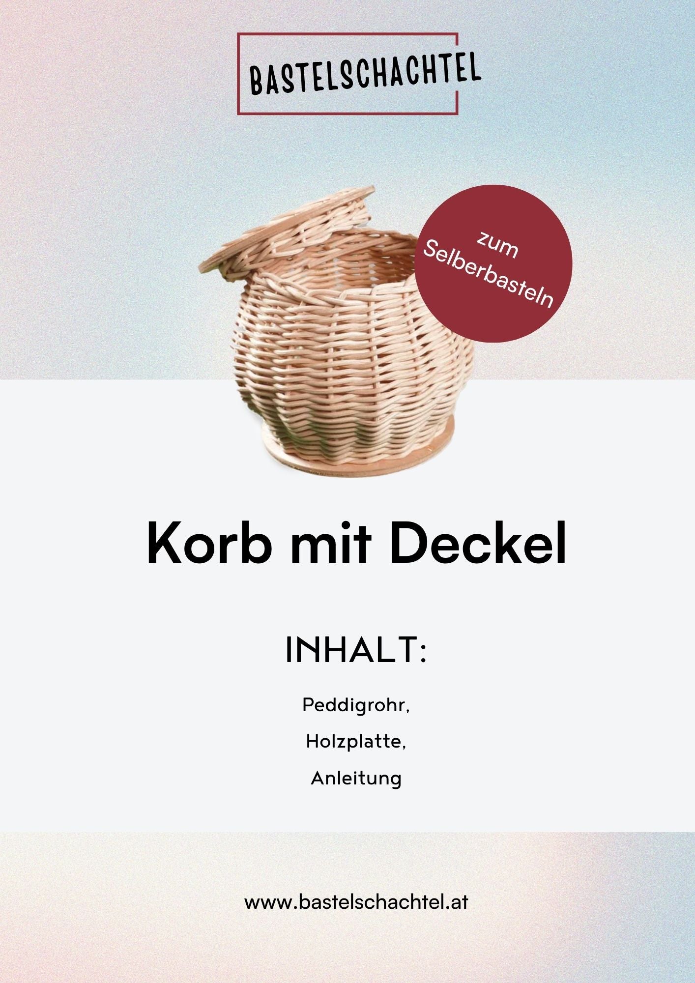 Bastelset aus Peddigrohr - Korb mit Deckel