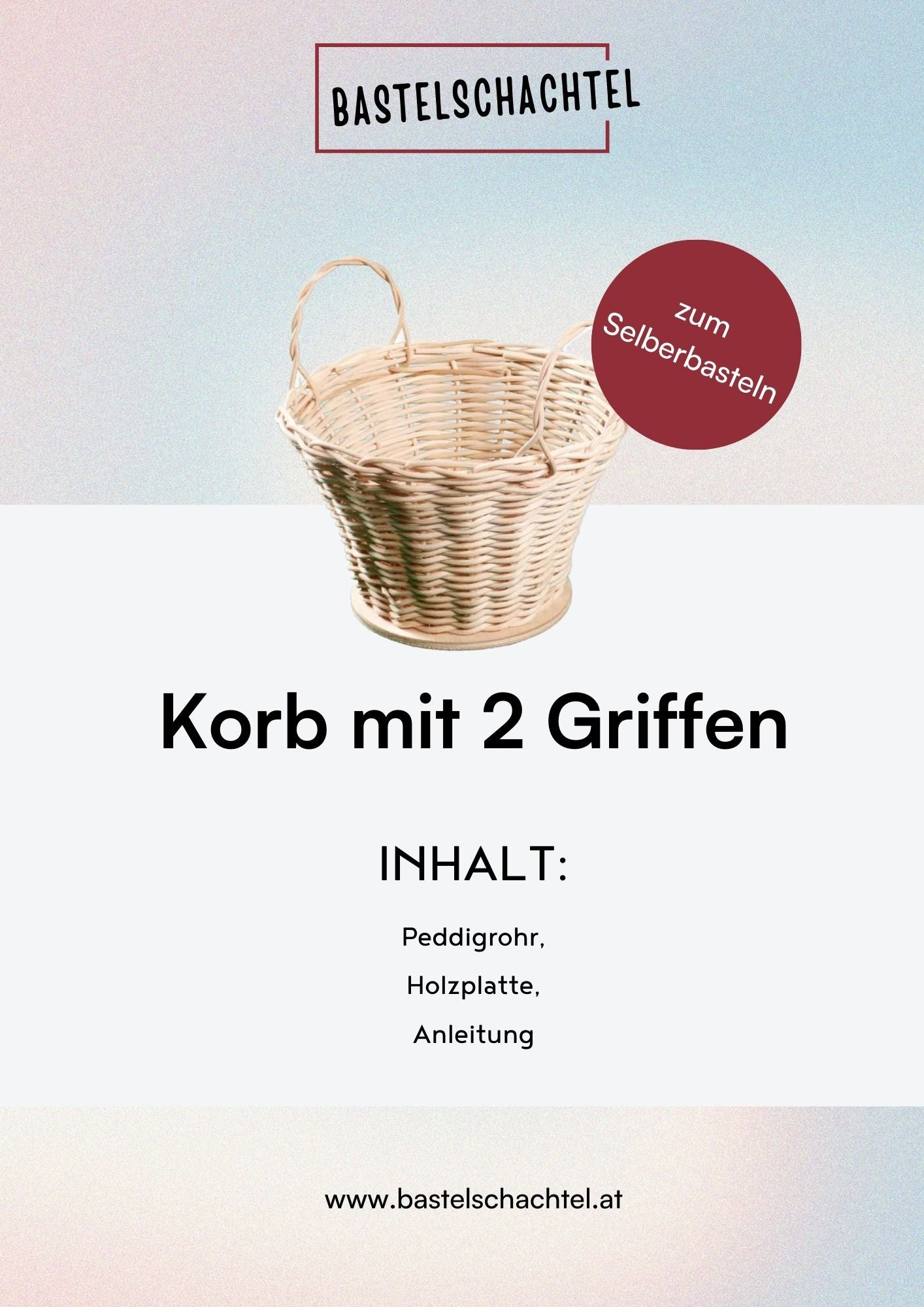 Bastelset aus Peddigrohr - Körbchen mit zwei Griffen