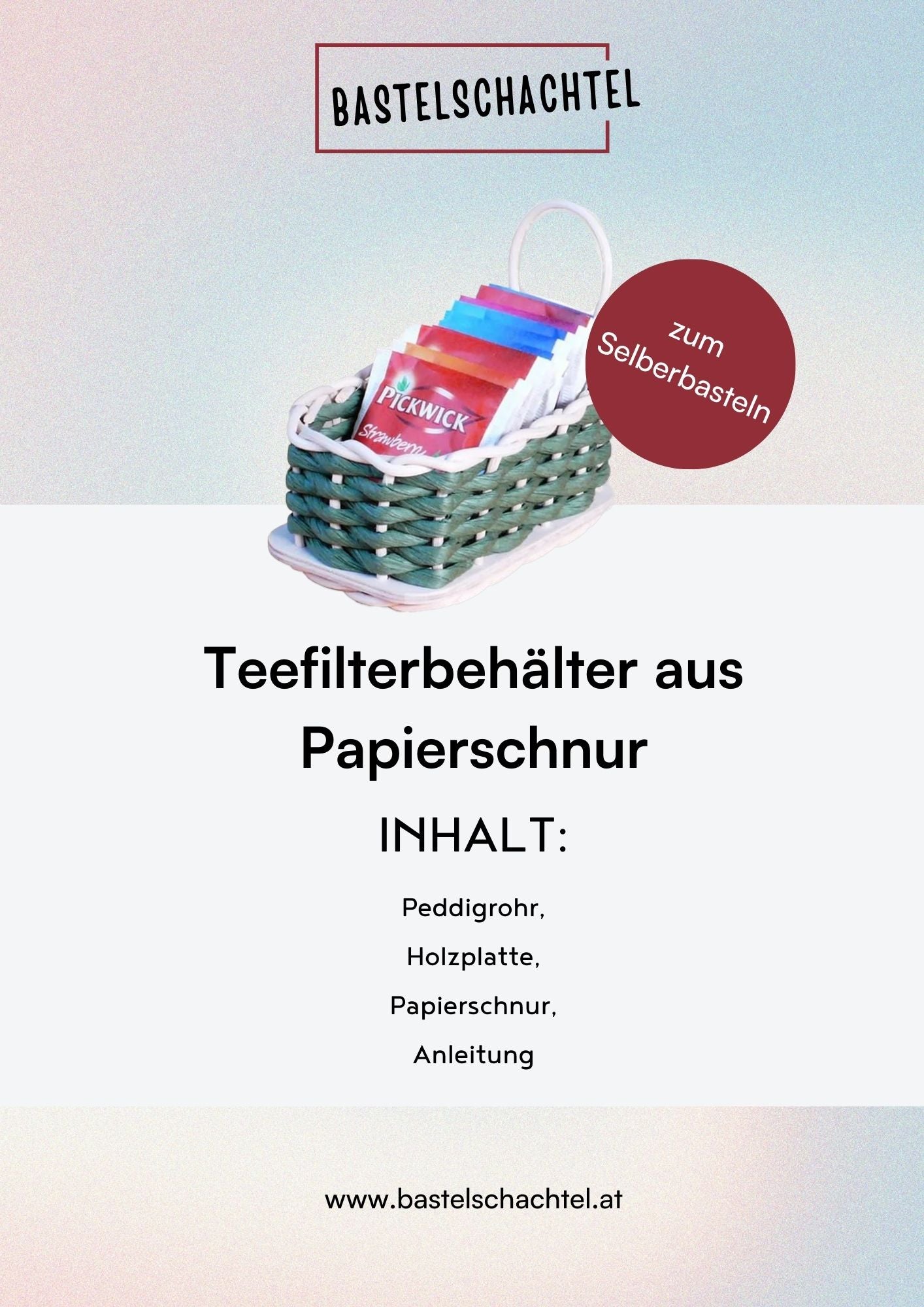Bastelset aus Peddigrohr - Teefilterbehälter mit Papierschnur
