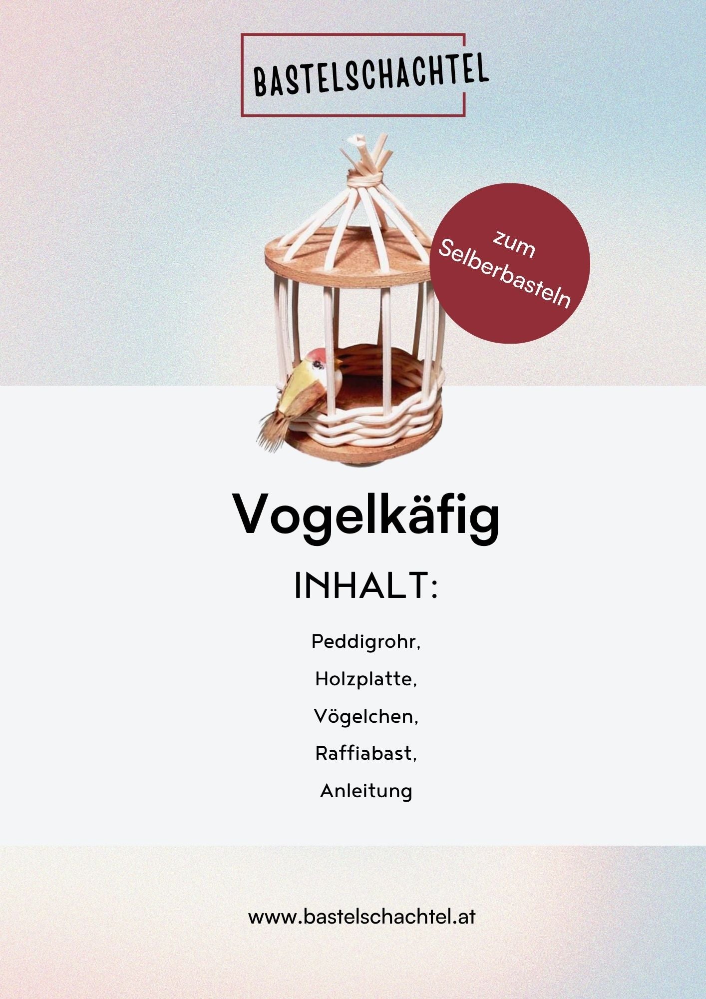 Bastelset aus Peddigrohr - Vogelkäfig