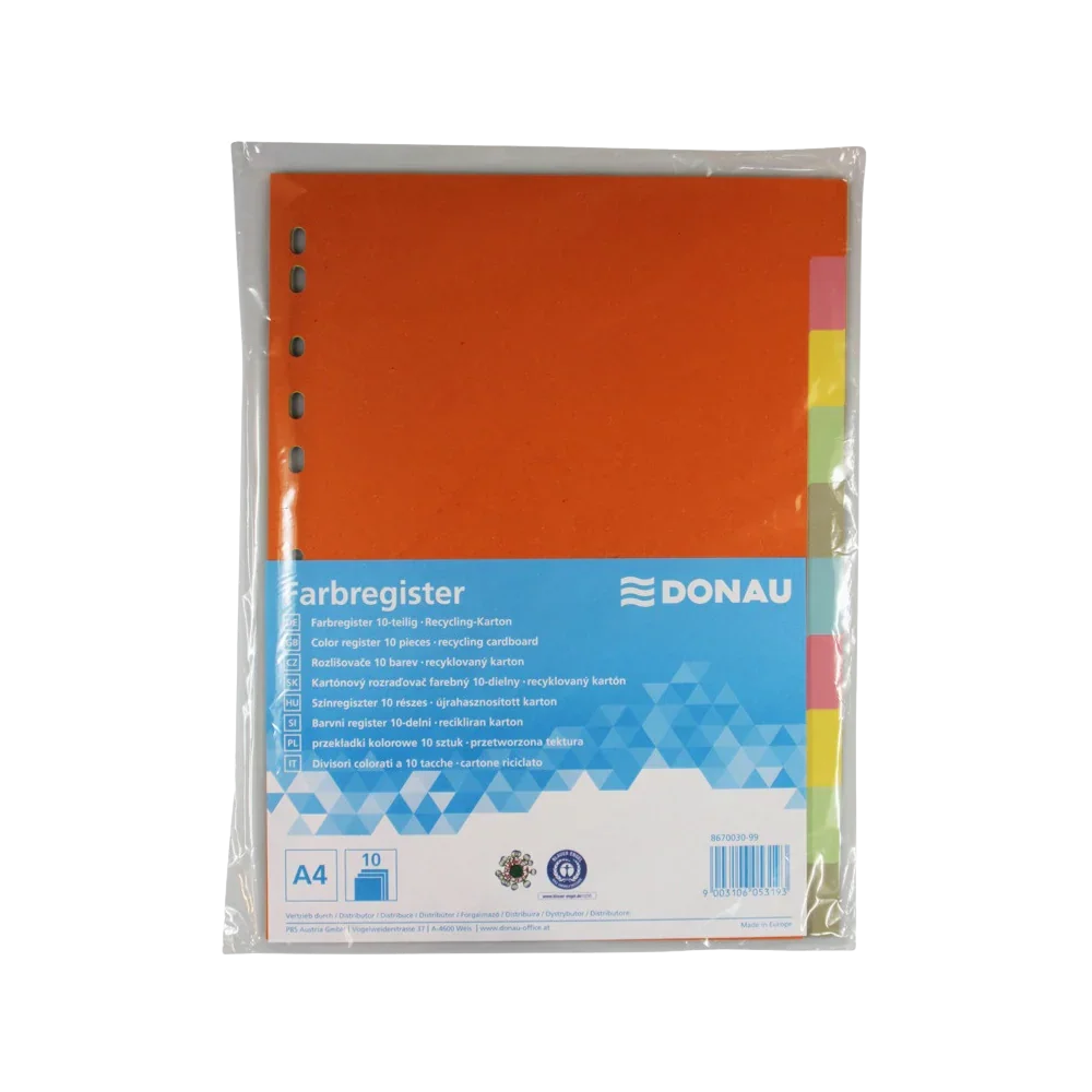 Farbregister Karton 10tlg, A4 - Bastelschachtel - Schule - 8670030