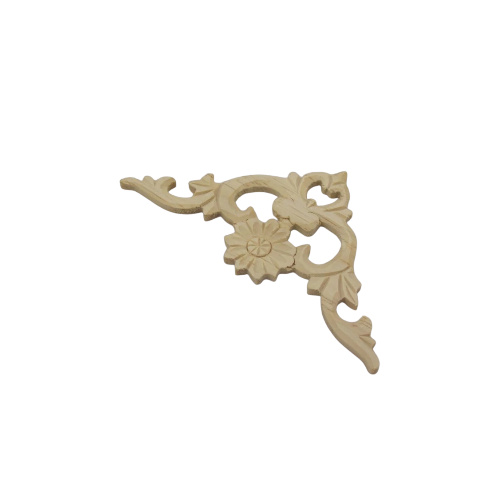 Holz Ornament - Geschnitzte Eckverzierung, groß 0,5 x 7,5 x 13,5 cm