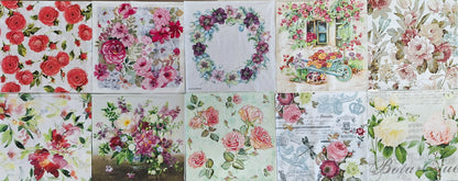 Servietten Set mit Decoupage-Kleber - Rosen