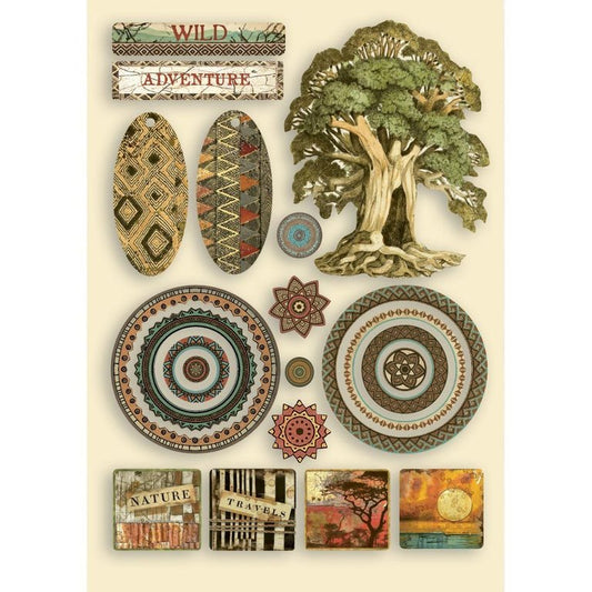 Bunte Holzfiguren Set A5 - Wooden Shape Savana