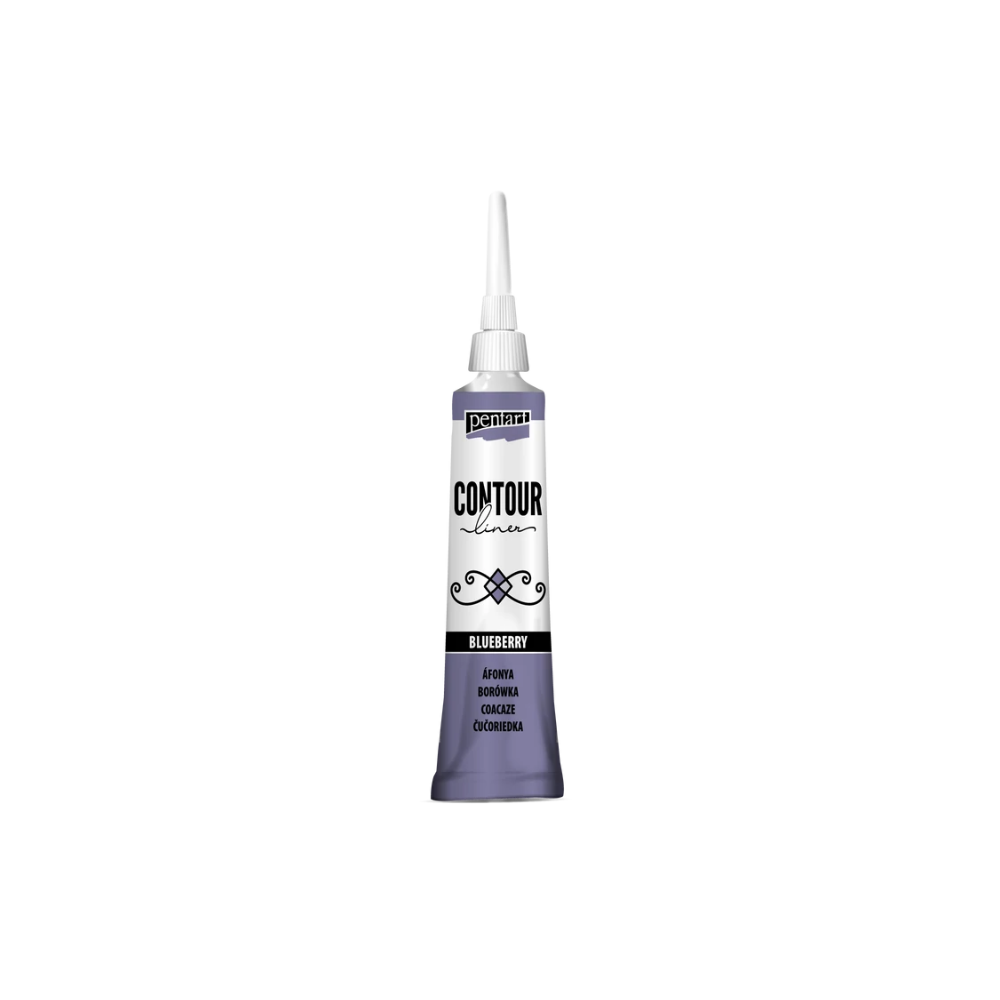 Pentart Konturenfarbe universell 20ml - blaubeere glitter